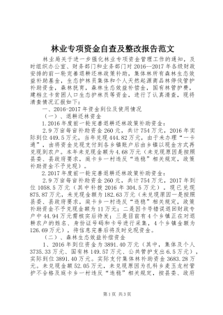 林业专项资金自查及整改报告范文