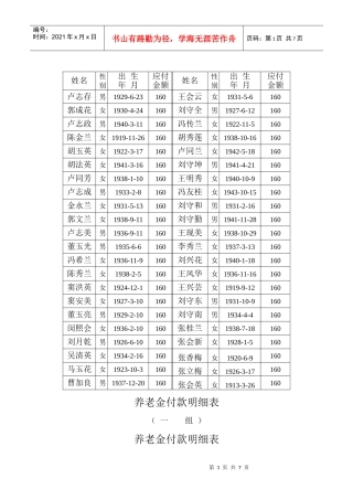 养老金付款明细表