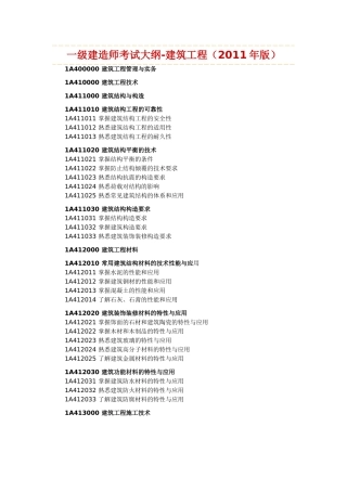 一级建造师考试大纲-建筑工程(2011年版)