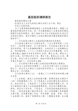 基层组织调研报告
