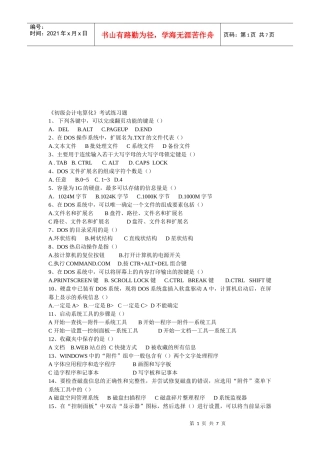 《初级会计电算化》考试习题