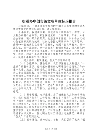 街道办申创市级文明单位标兵报告