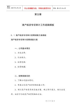 清产核资专项审计工作底稿范例