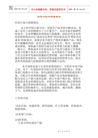 经营发展与预算管理规范