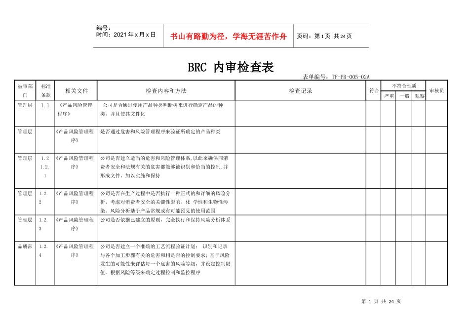 BRC内审检查_第1页