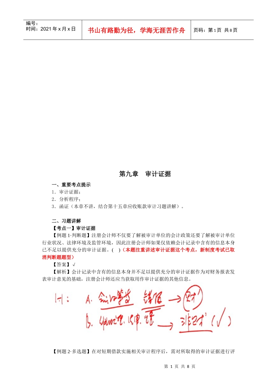 审计证据重要考点_第1页