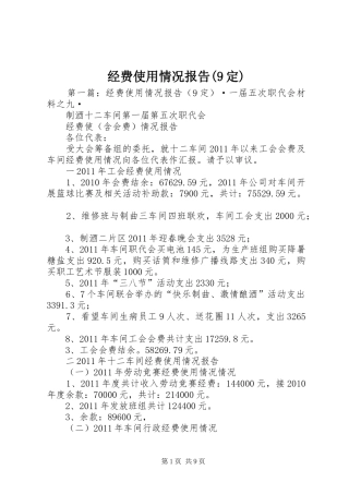 经费使用情况报告(9定)