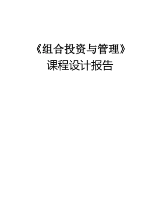 组合投资与管理课程设计报告1