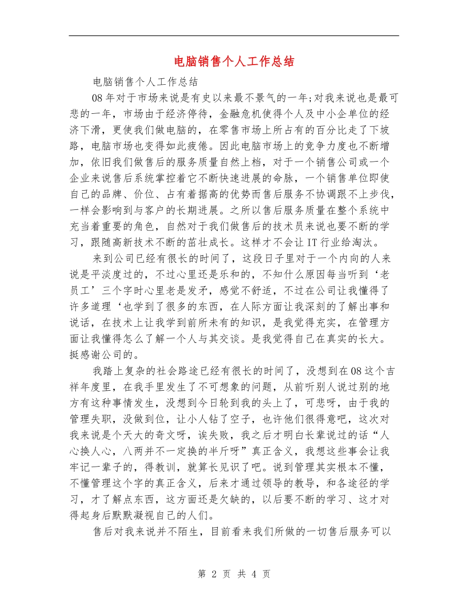 电脑销售个人工作总结【新版】_第2页