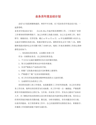 业务员2020年度总结计划 