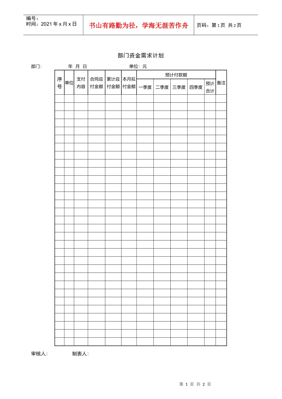 部门资金需求计划_第1页