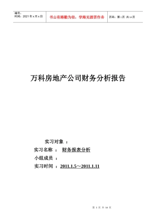 某地产房地产公司财务分析报告