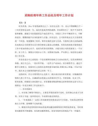 采购经理年终工作总结及明年工作计划 