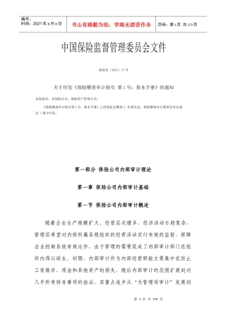 保险公司内部审计理论