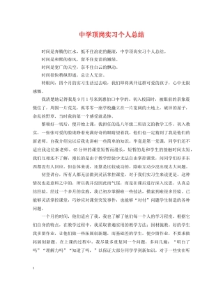 顶岗实习个人总结 