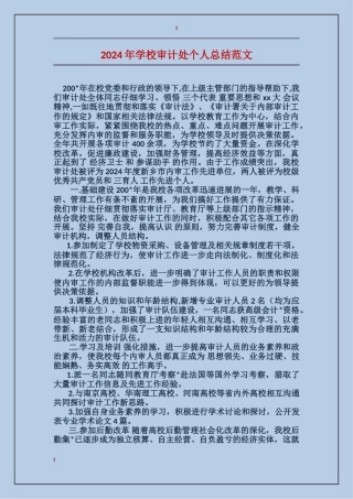 2024年学校审计处个人总结范文