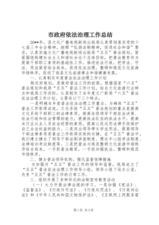 市政府依法治理工作总结