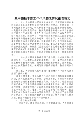 集中整顿干部工作作风整改情况报告范文