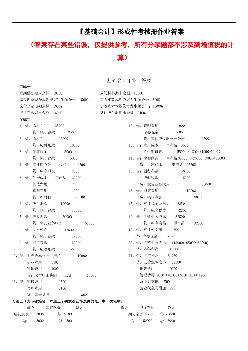 财务会计与考核管理知识分析作业答案_第1页
