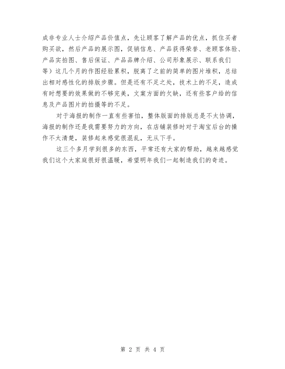 2024年淘宝美工年终工作总结与2024年淘宝销售年度总结汇编_第2页