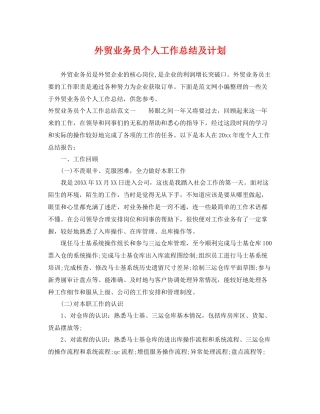 外贸业务员个人工作总结及计划 