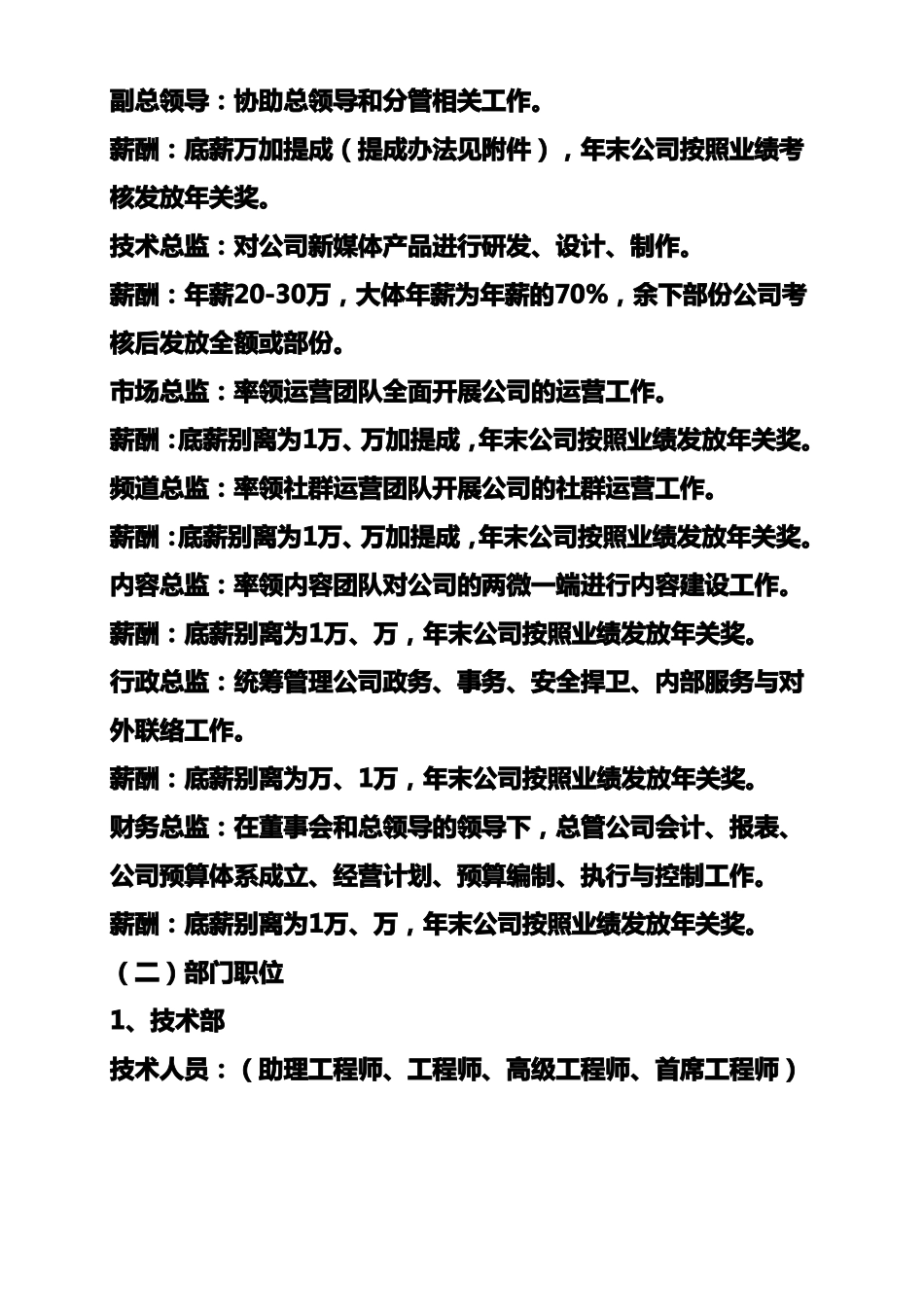 新媒体公司机构设置薪酬方案及鼓励机制_第2页