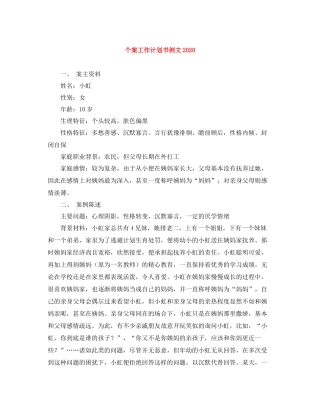 个案工作计划书例文 