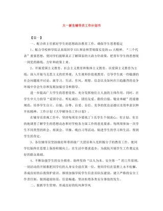 大一新生辅导员工作计划书 