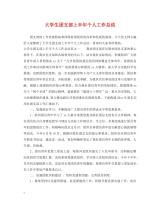 大学生团支部上半年个人工作总结 