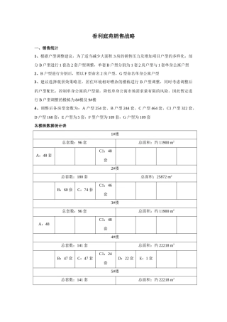 香利庭苑销售战略
