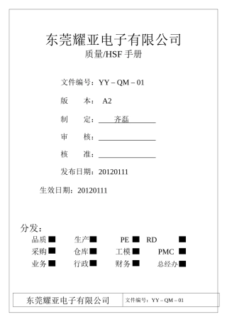 质量HSF手册