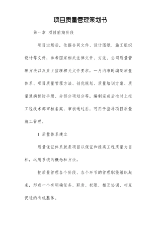 项目质量管理策划书