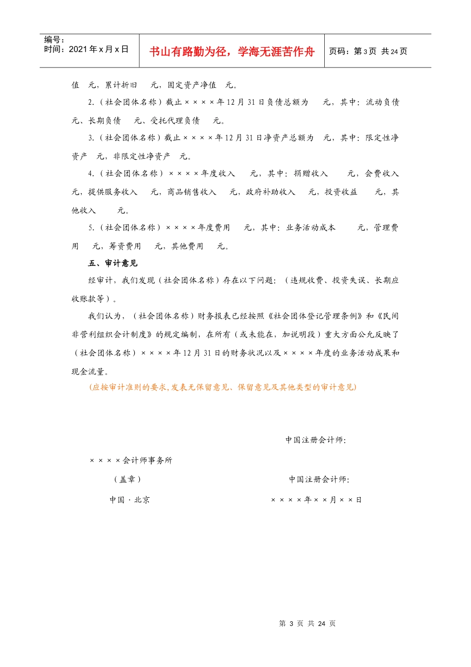 《社会团体财务审计报告模板》_第3页