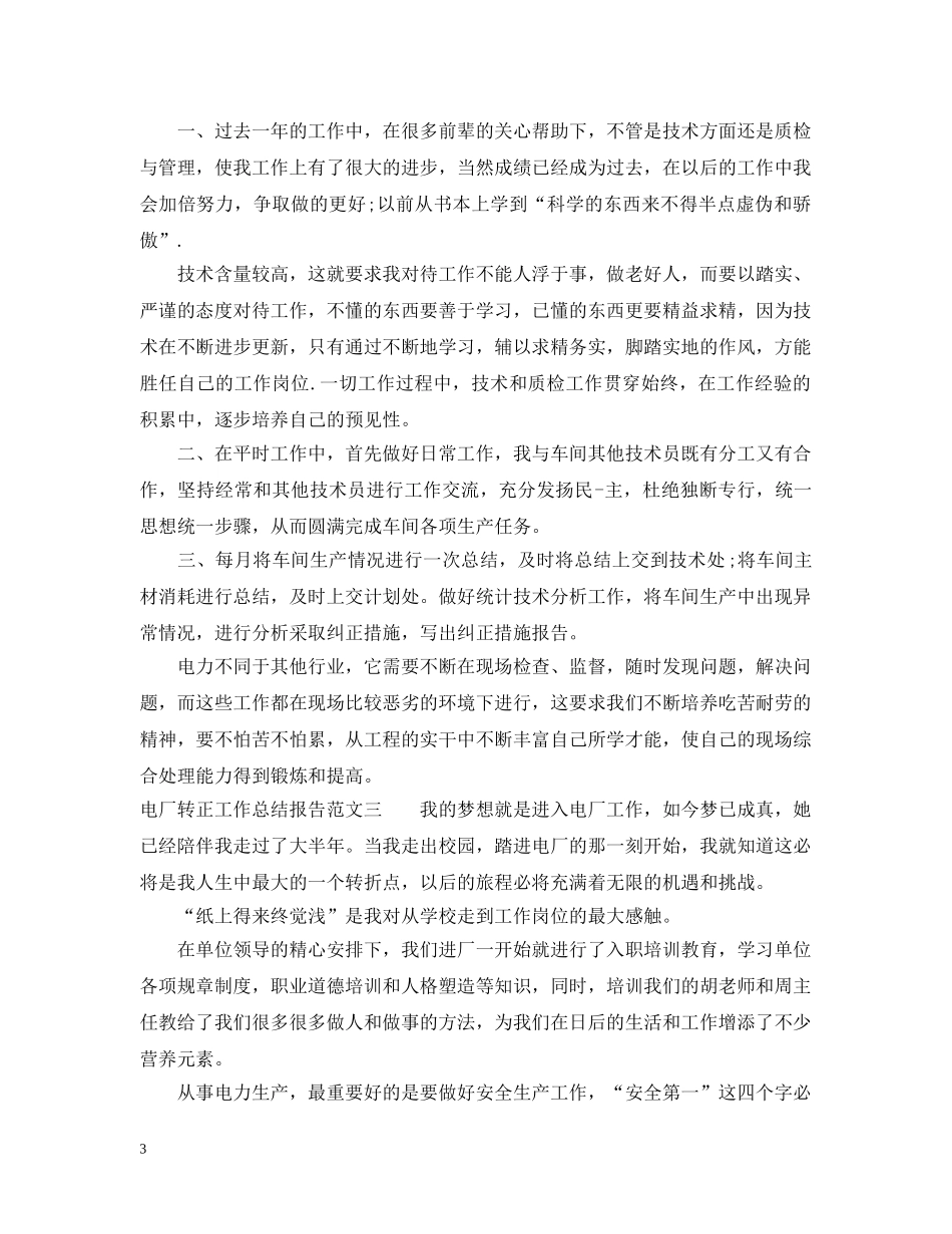 电厂转正工作总结报告 _第3页