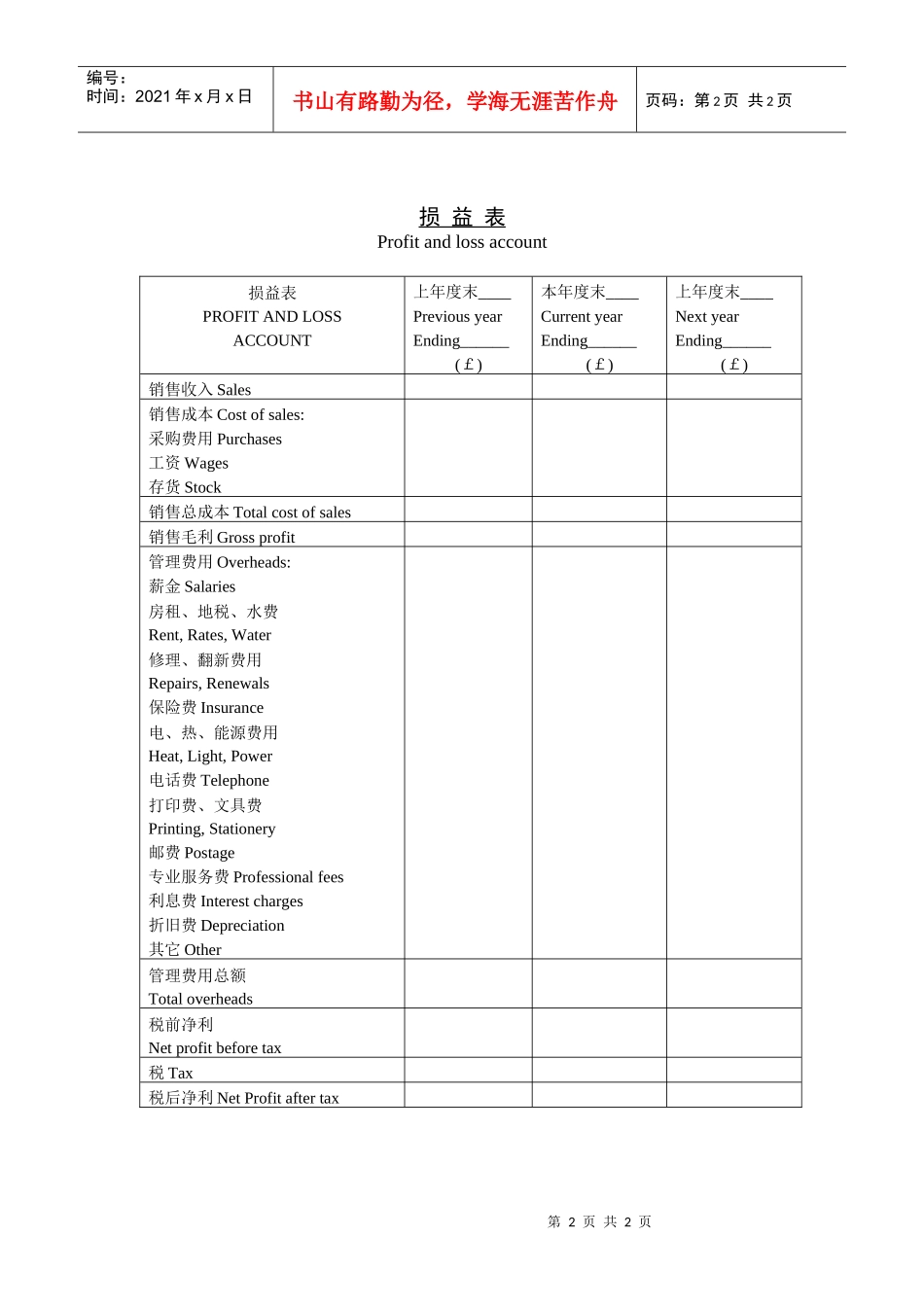 财务各类表格汇萃(doc 99页)48_第2页