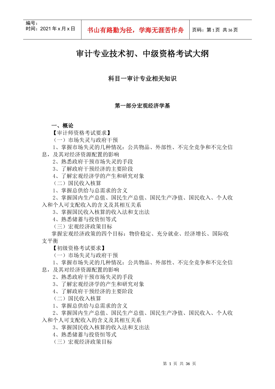 初级审计考纲_第1页