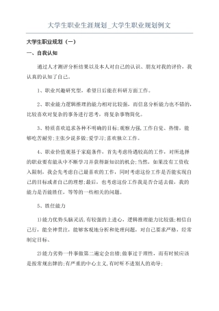 大学生职业生涯规划大学生职业规划例文
