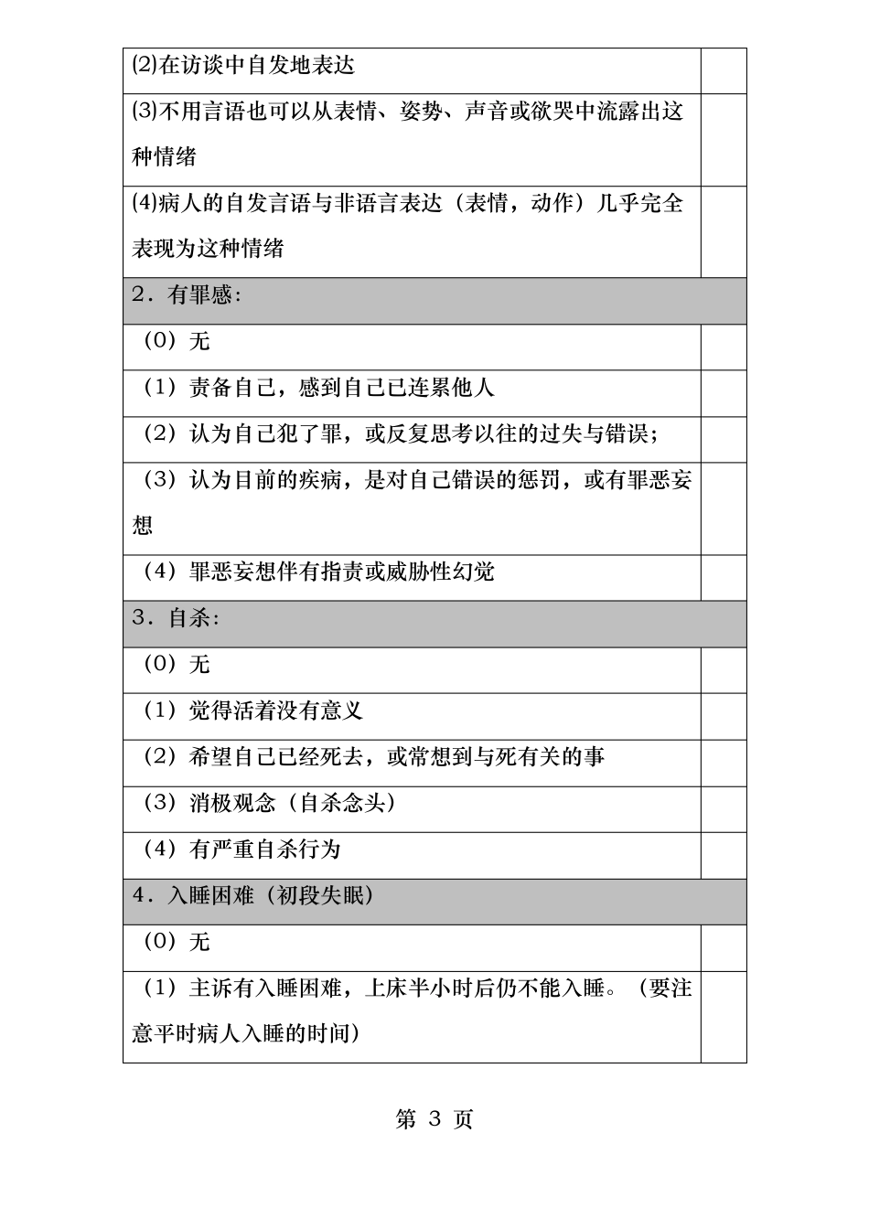 自杀风险评价量表_第3页