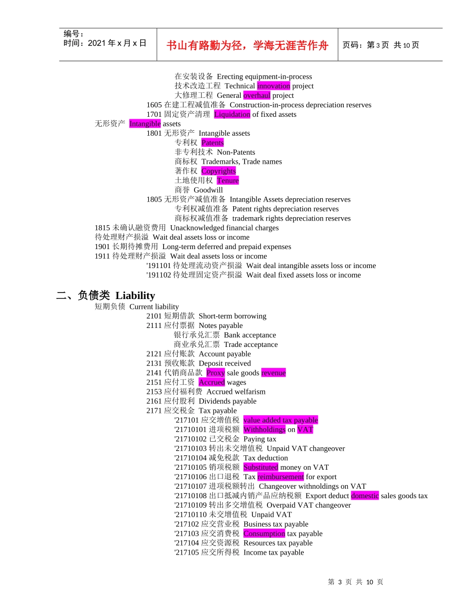 03会计英语专用词汇及术语(中英文版)_第3页