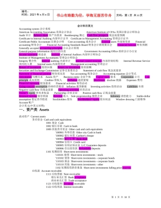 03会计英语专用词汇及术语(中英文版)