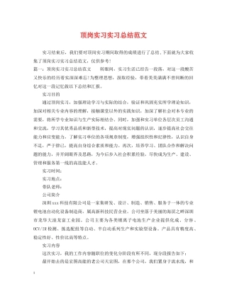 顶岗实习实习总结范文 