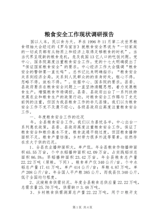 粮食安全工作现状调研报告