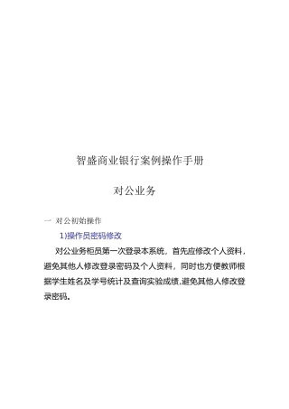 智盛商业银行案例操作完全手册
