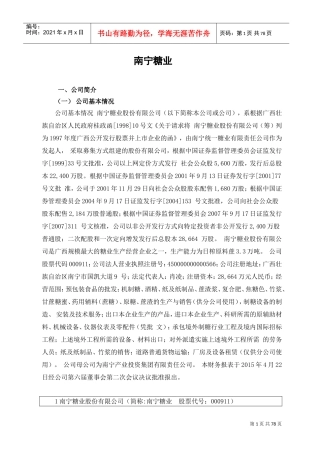 南宁糖业股份有限公司财务分析报告(DOC76页)