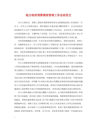 地方政府预算绩效管理工作总结范文 