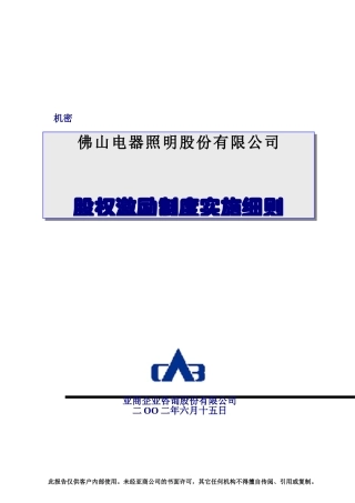 某某公司股权激励制度的实施