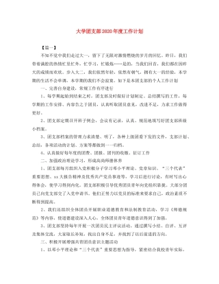 大学团支部2020年度工作计划 