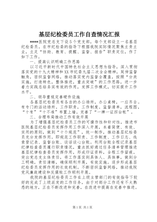 基层纪检委员工作自查情况汇报