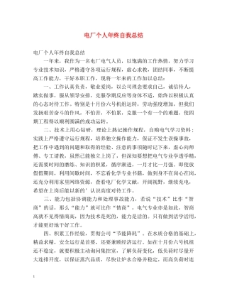 电厂个人年终自我总结 