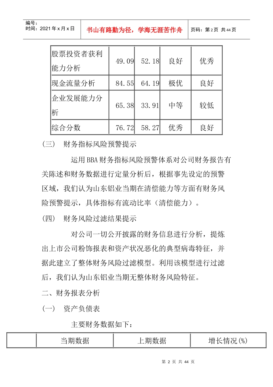 山东铝业公司财务分析报告_第2页